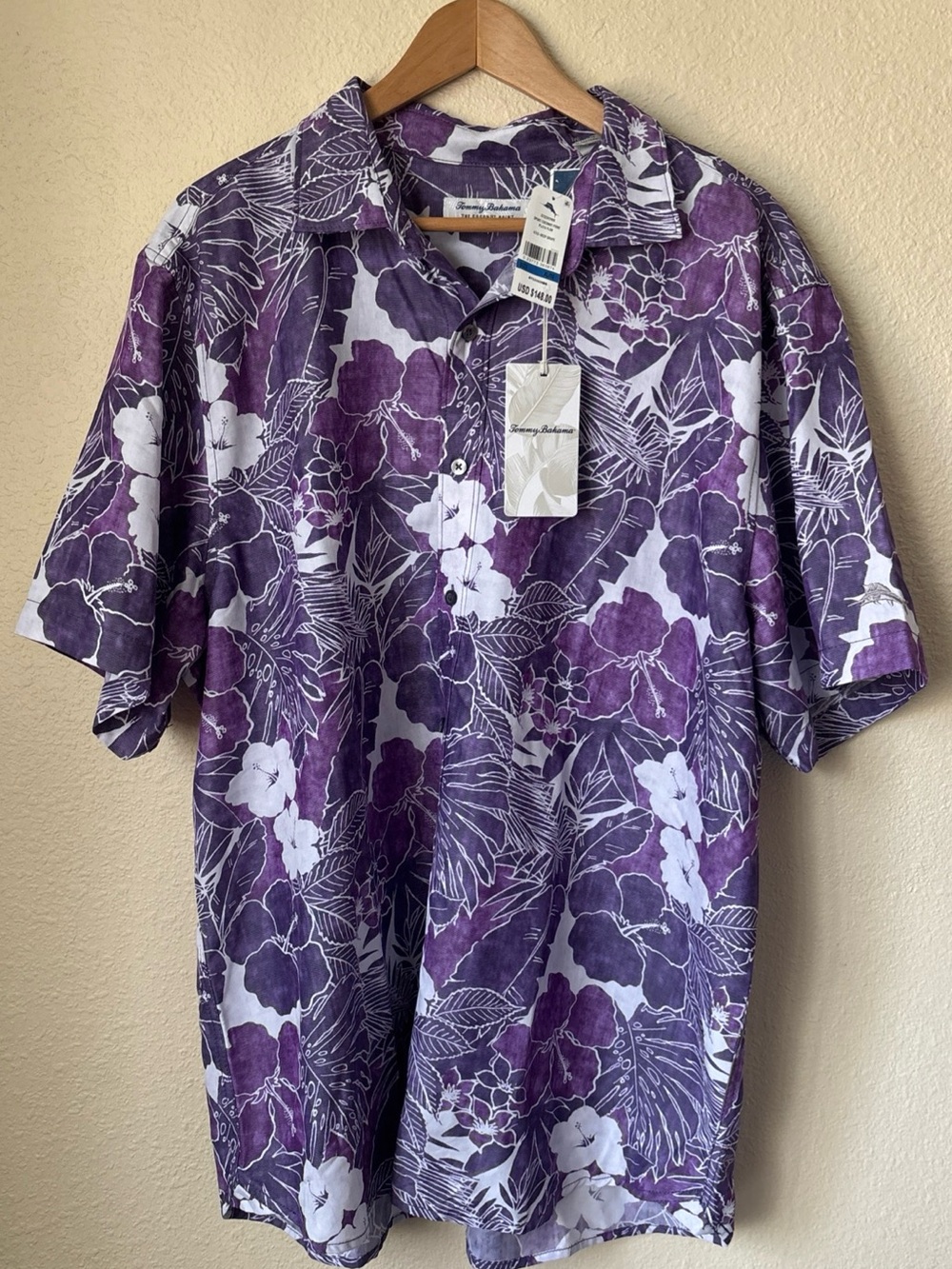 Tommy Bahama Men's Island Zone Coconut Point Playa Flora Deep Grape, XL, NWT